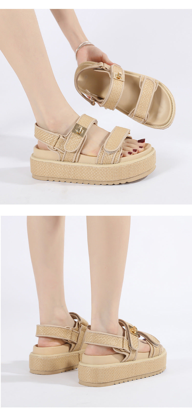 Women's Summer Open Toed Woven Hollowed Flat Sandals