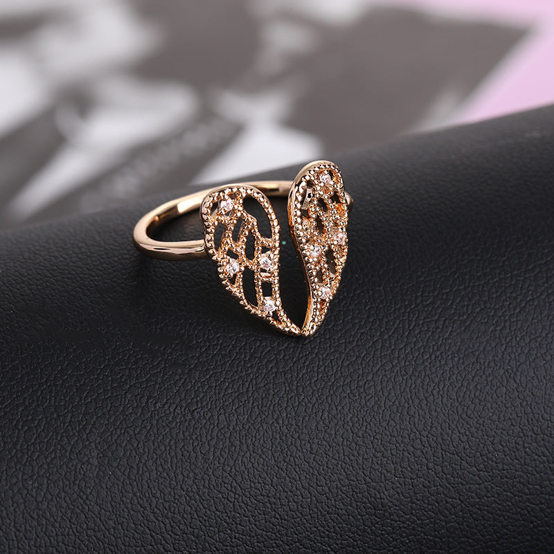 Angel wings with rhinestone rings female