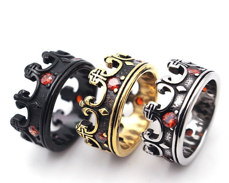 European and American vintage titanium steel ring