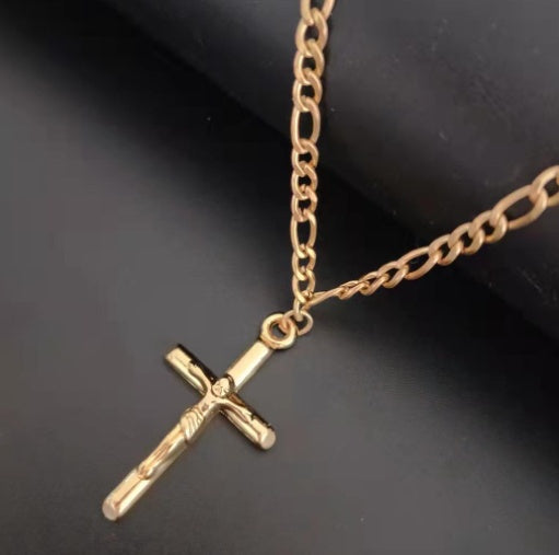 Simple Cross Figaro Necklace Easter Jesus Pendant Clavicle Chain