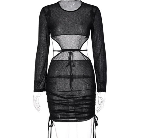 European And American Women's New Lace Up Hollow Sun Protection Dress
