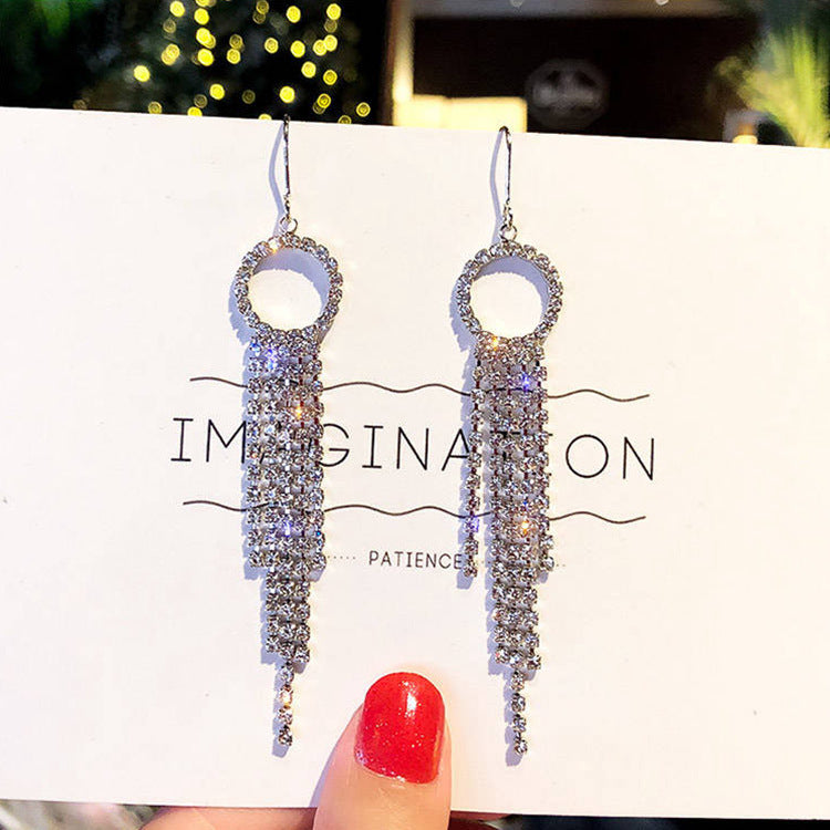 Earrings Stud Earrings Personality Tassel Wild Long Silver Pin Earrings