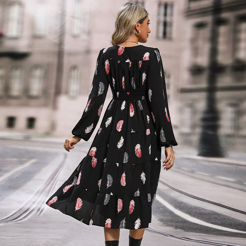 Floral Print Long Sleeve Dress