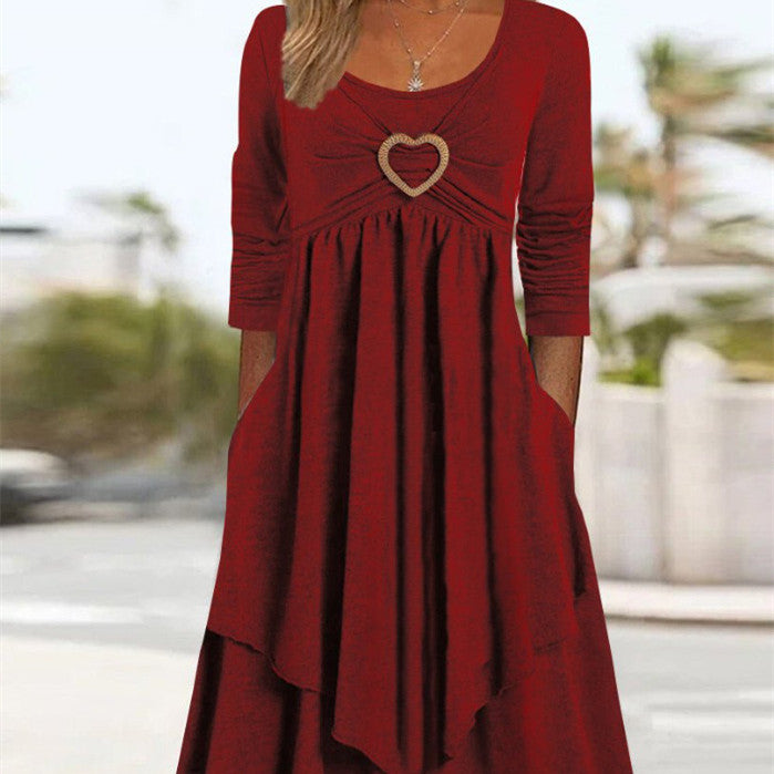 Women's Fashion Waist-controlled Love Decorative Dress