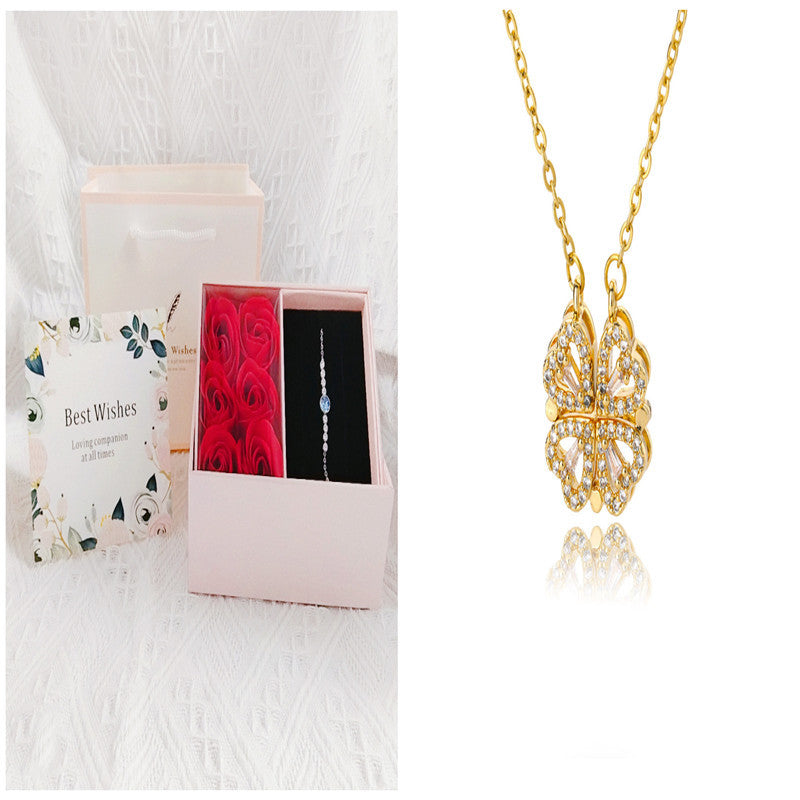 Love Folding Creative Micro-encrusted Diamond Fashion Necklace