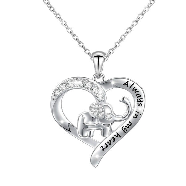 Elephant necklace personalized letter Necklace