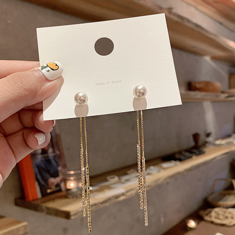 Earrings Stud Earrings Personality Tassel Wild Long Silver Pin Earrings
