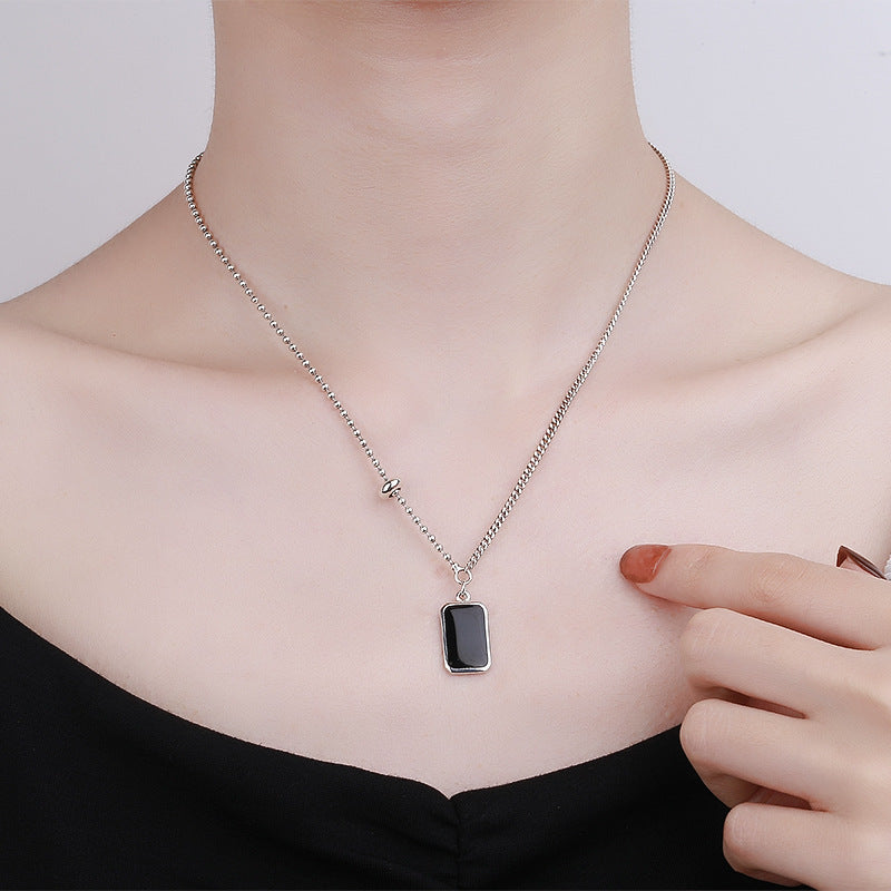 Epoxy Black Face English Trendy Clavicle Chain Necklace