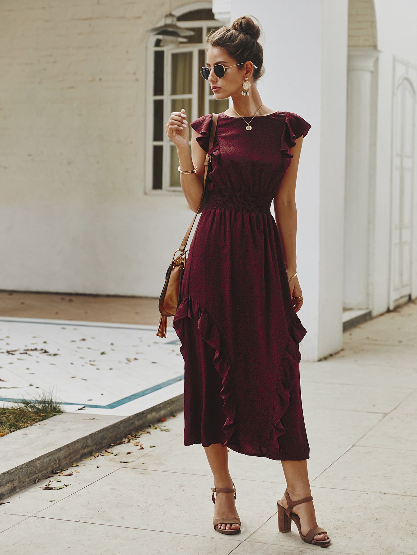 New spring and summer ruffle dress