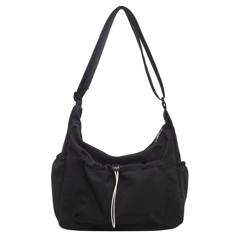 Drawstring Lightweight Shoulder Simple Fashion Crossbody Nylon Cloth Tote Bag