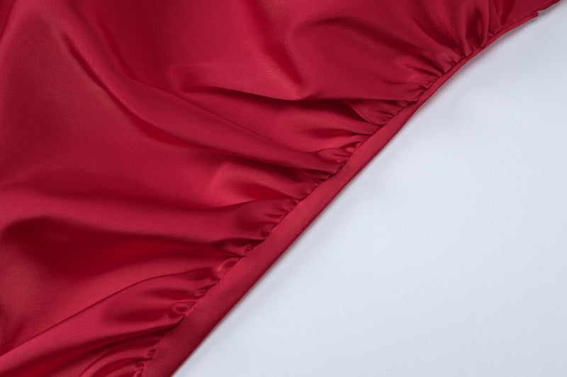 Women's Clothing Pure Color Halter Backless Thin Strap Hip Bag Dress