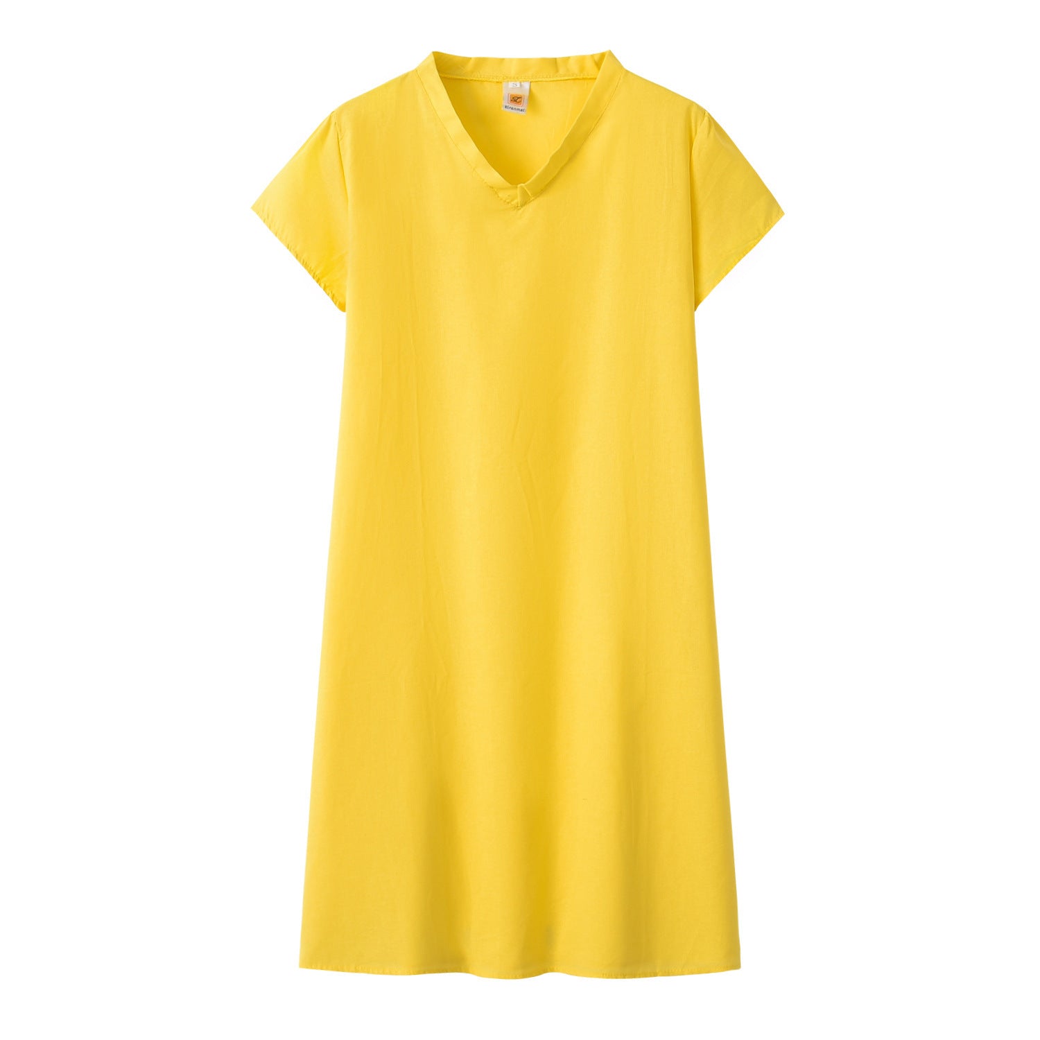 European And American Print Short-sleeved V-neck Mid-length Dress