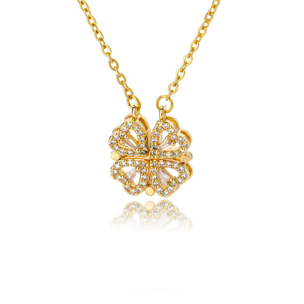Love Folding Creative Micro-encrusted Diamond Fashion Necklace
