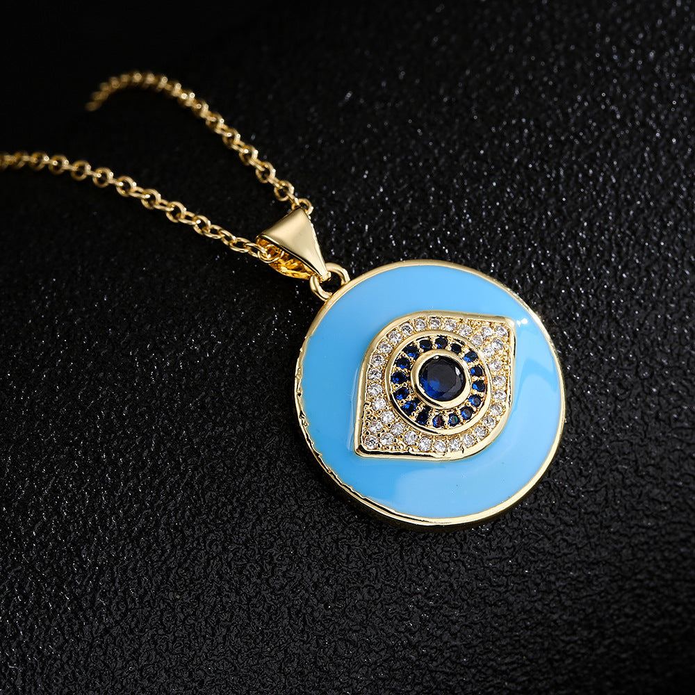 Zircon Dripping Oil Necklace Gold Vintage Clavicle Chain