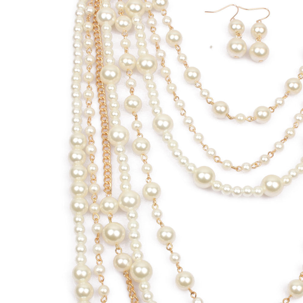 Multi-layer pearl necklace