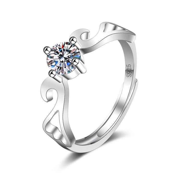 Moissanite Classic Six-claw 1 Karat Open Rings