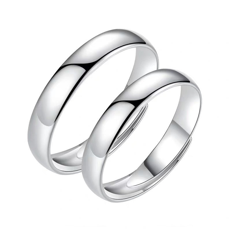 Sterling Silver Couple's Ring Couple With Ring Glossy Inner Arc