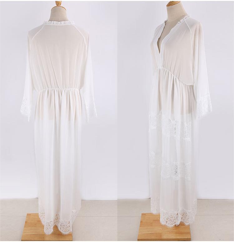 Chiffon Patchwork Long Dress Loose Beach Sun Protection