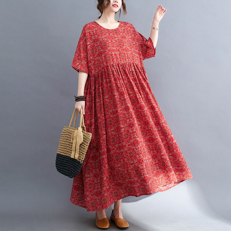 Women's Plus Size Print Short Sleeve Dress