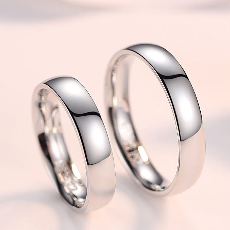Sterling Silver Couple's Ring Couple With Ring Glossy Inner Arc