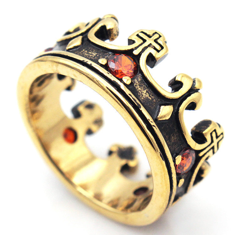 European and American vintage titanium steel ring