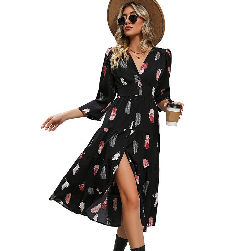 Floral Print Long Sleeve Dress