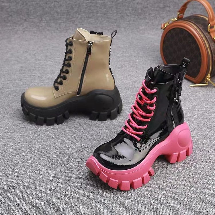 Autumn New Lace Up High Top Women's Shoes Trifle