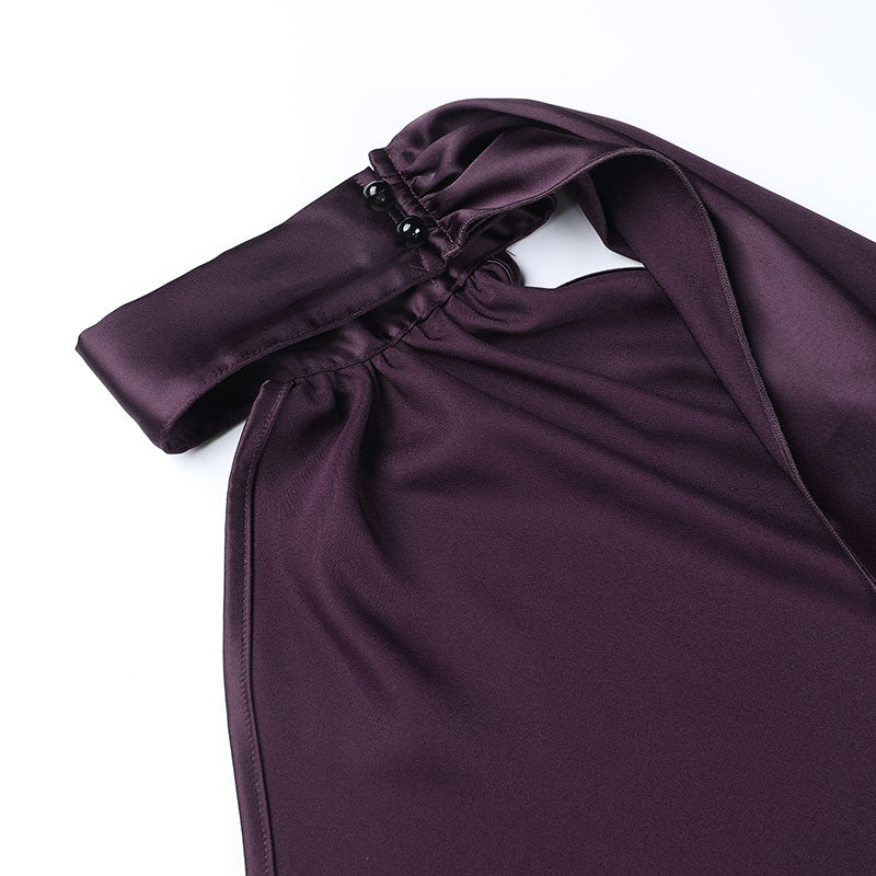 Spice Girl Satin Halterneck Dress Temperament