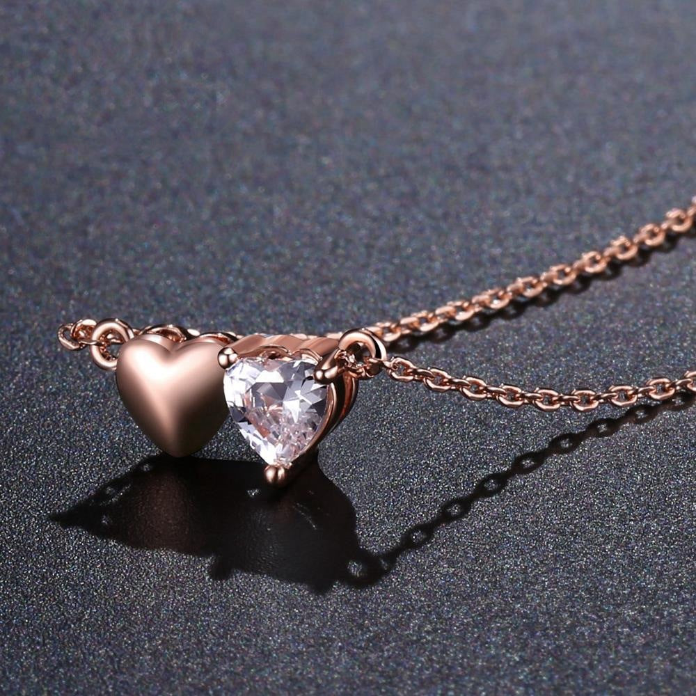 Trendy 18k Rose Gold Female Necklace Heart Pendant