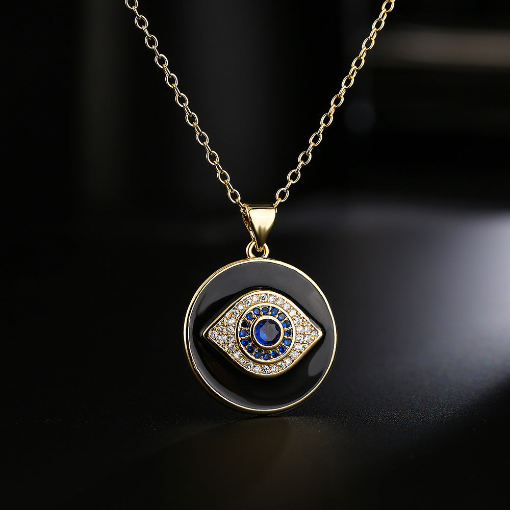 Zircon Dripping Oil Necklace Gold Vintage Clavicle Chain