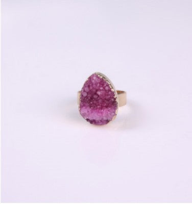 Natural Stone Agate Crystal Bud Women Rings Rose Vintage Rings