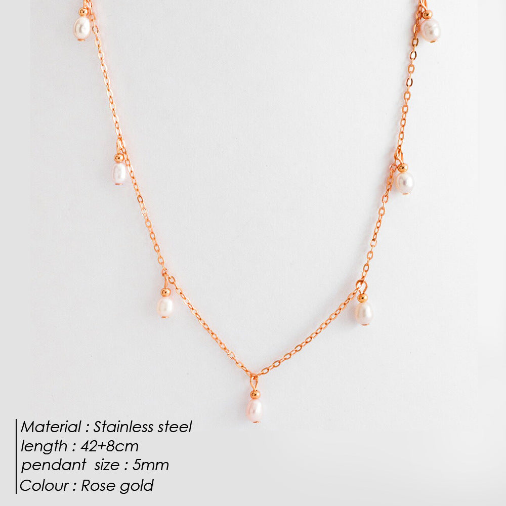 Oval Pearl Pearl Tassel Necklace