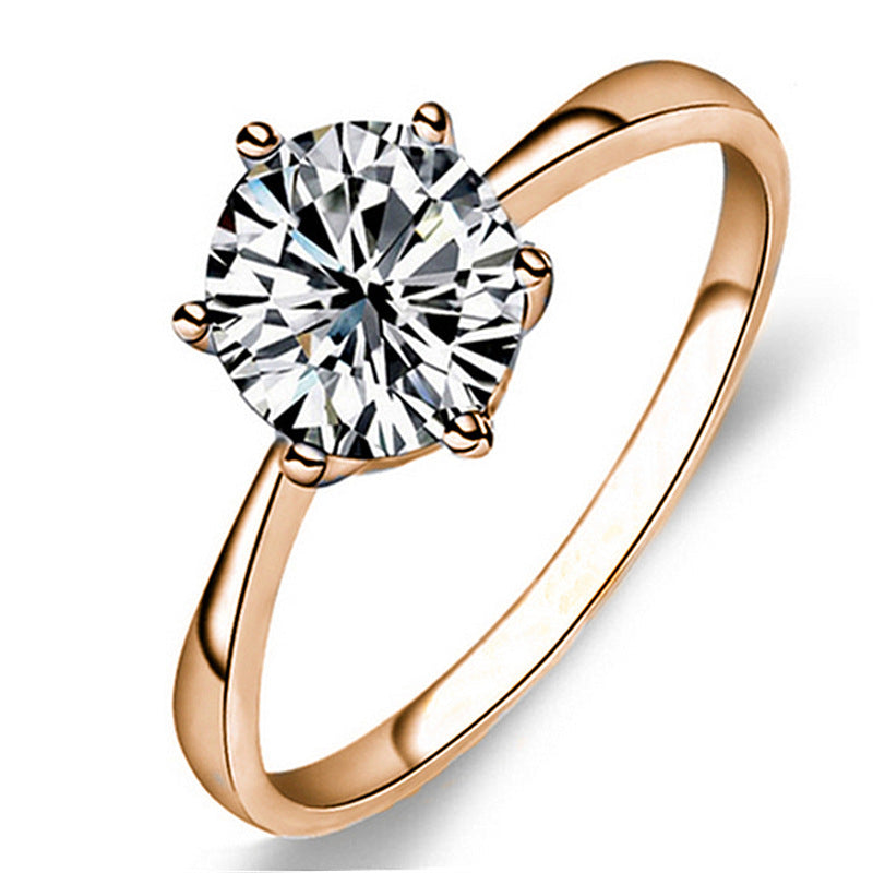 Gold Plated Platinum zircon six - claw ring