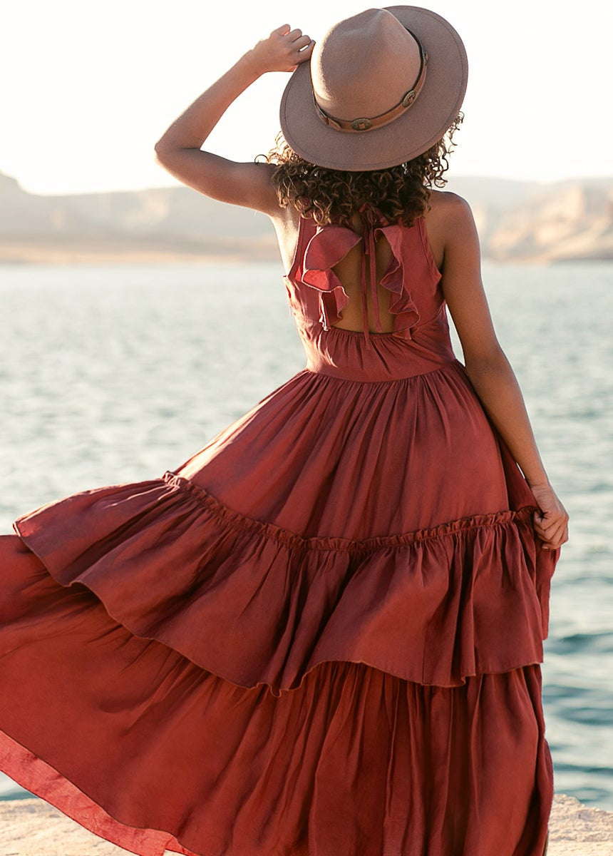 Flower Girl Ruffled Lace-up Dress