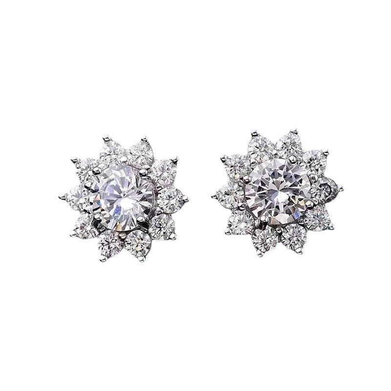 Mosang Couple Sun Flower Earrings Single Diamond