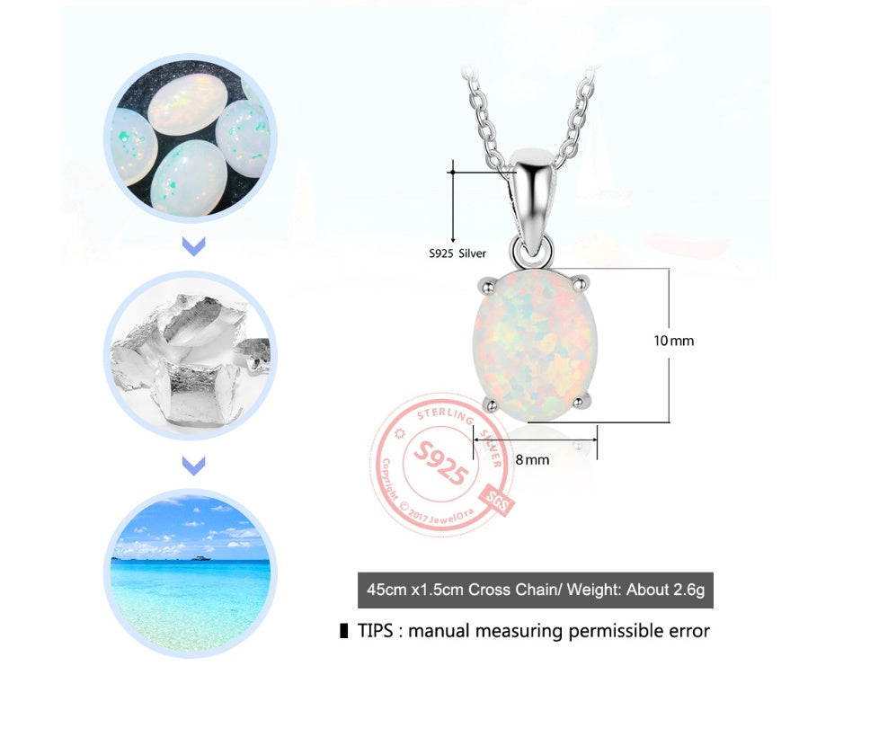 Chinese Valentine's Day Necklace Amazon Explosion Silver Crystal Opal s925 Sterling Silver Necklace