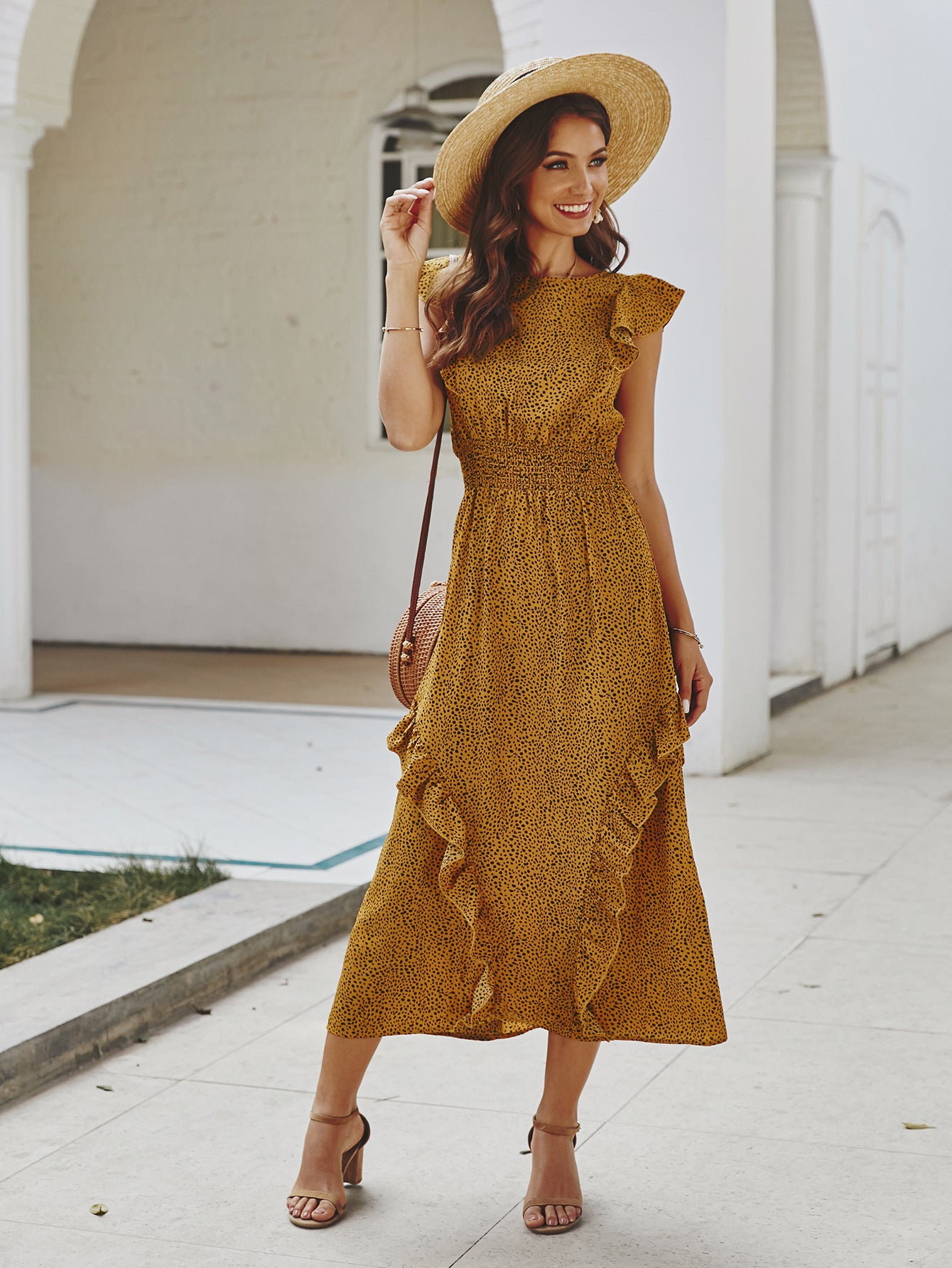New spring and summer ruffle dress