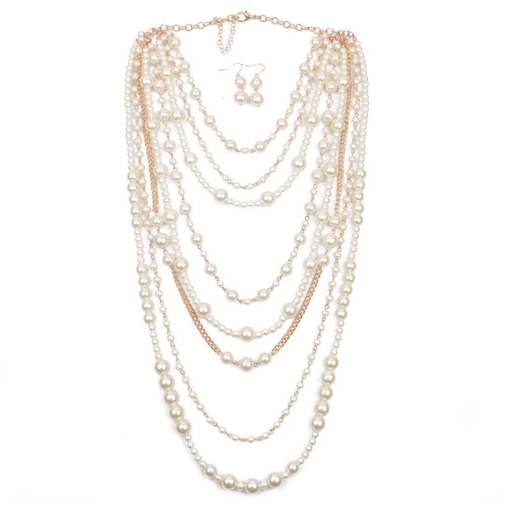 Multi-layer pearl necklace