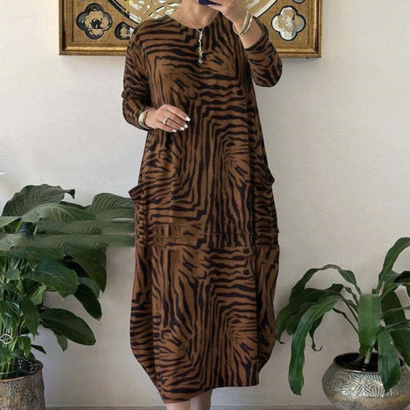 Women's Spring And Autumn Leopard Print Dresses