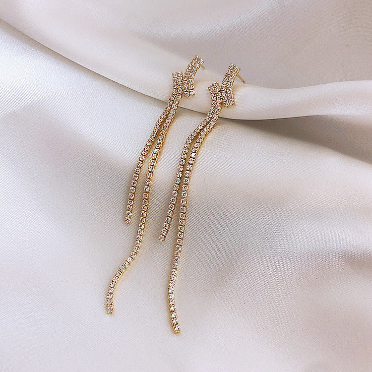 Earrings Stud Earrings Personality Tassel Wild Long Silver Pin Earrings