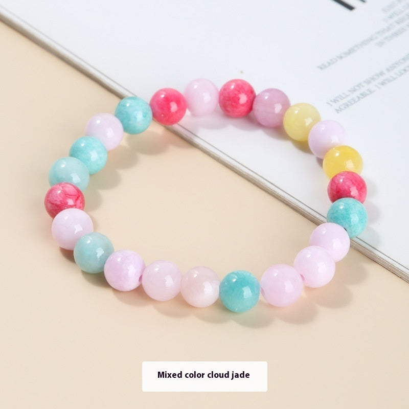 Chalcedony Sea Blue Sapphire Sky Blue Simple Men And Women Single Circle Round Beads Bracelet