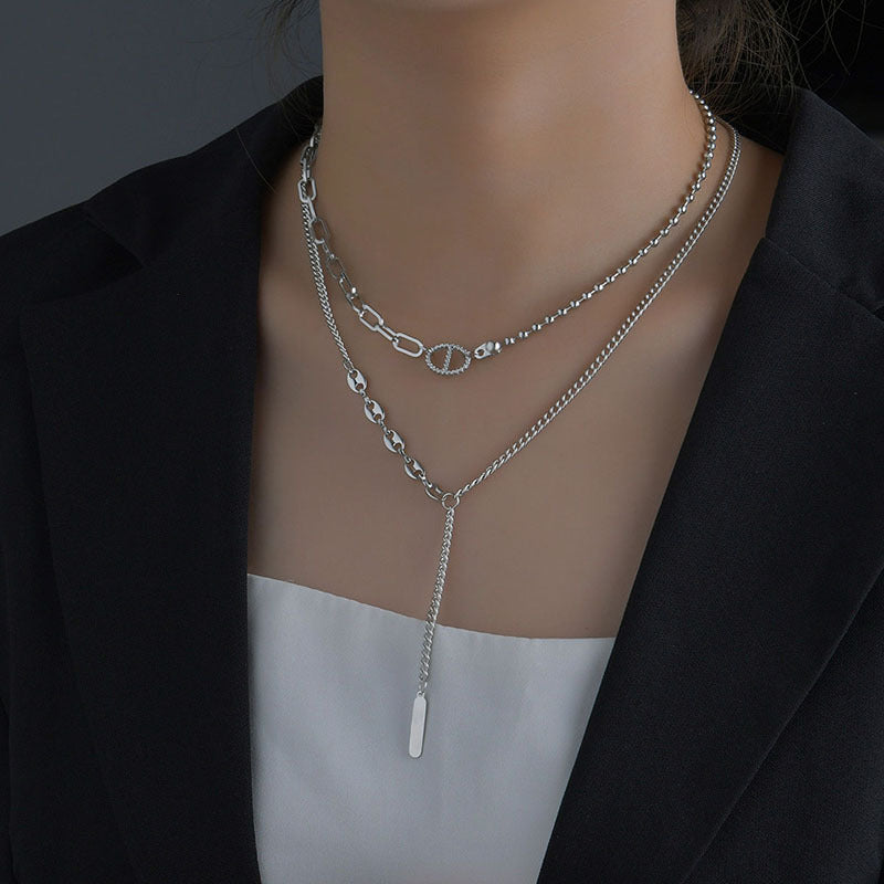 Double Layered Pig Nose Buckle Necklace Accessories Clavicle Chain