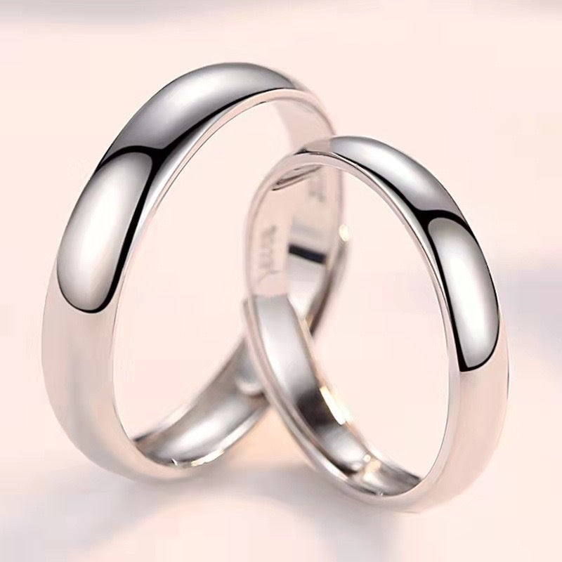 Sterling Silver Couple's Ring Couple With Ring Glossy Inner Arc