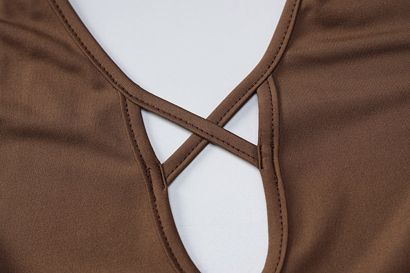 Spring Summer Fashion Sling Hollow Dress