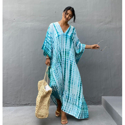 Cotton Beach Cover-up Caftan Dress - Lena