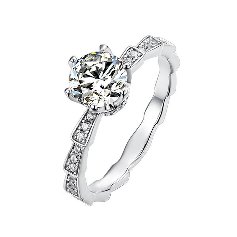 Moissanite Snake Bone Six-claw Couple Ring