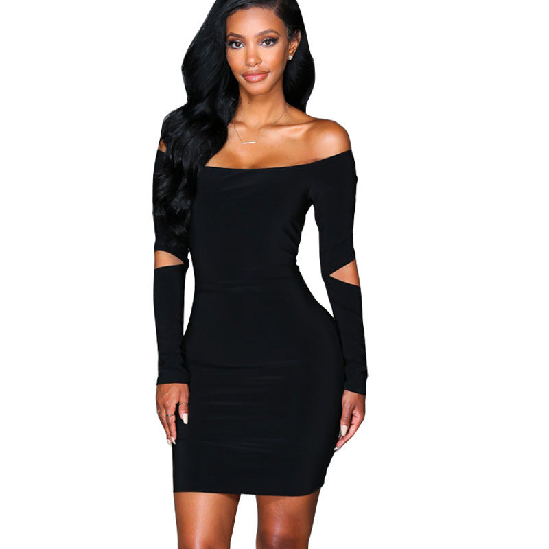 Strapless Off-shoulder Ripped Long Sleeves Sheath Dress