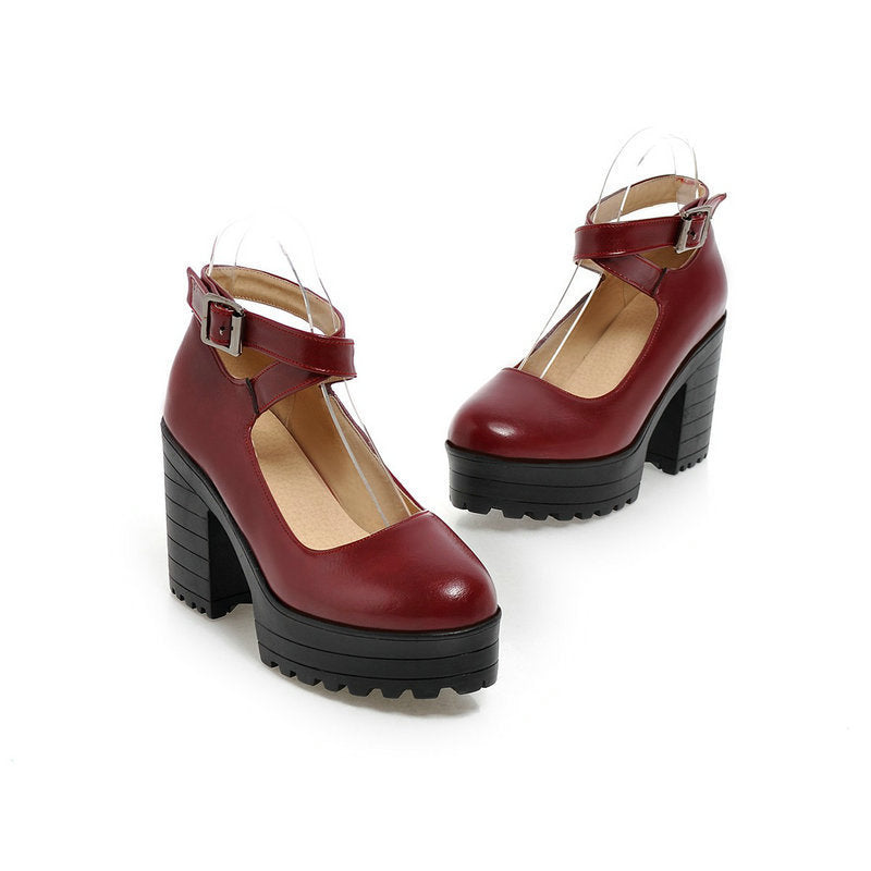 Women's Fashionable Chunky Heel Platform High Shoes