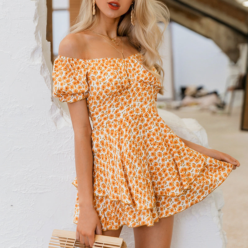 Shoulder printed casual jumpsuit