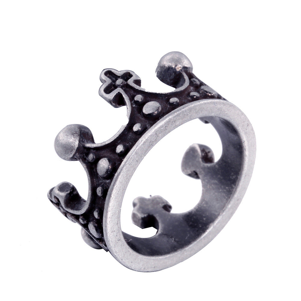 Creative Titanium Steel Retro Crown Cross Ring